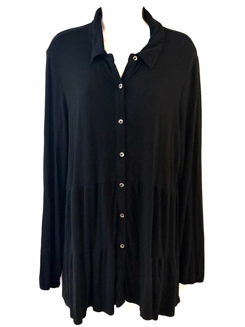 new directions Black Button-Front Long Sleeve Shirt